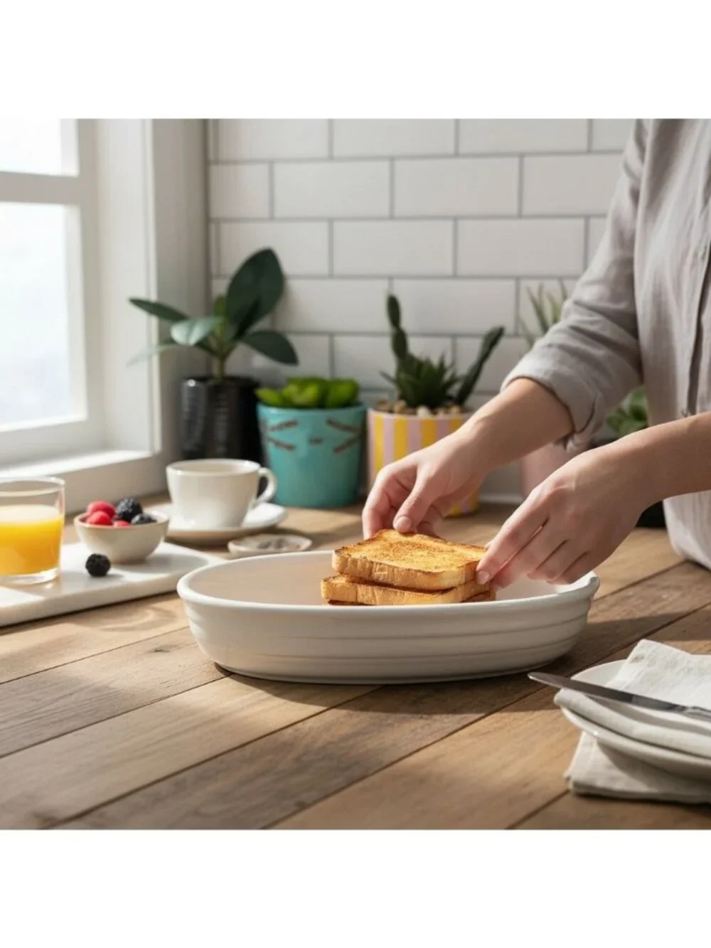 White Ceramic Serving Oval Bowl